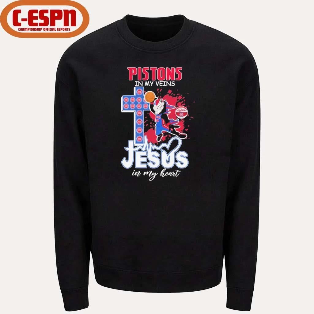 Detroit Pistons Mascot In My Veins Jesus In My Heart Shirt