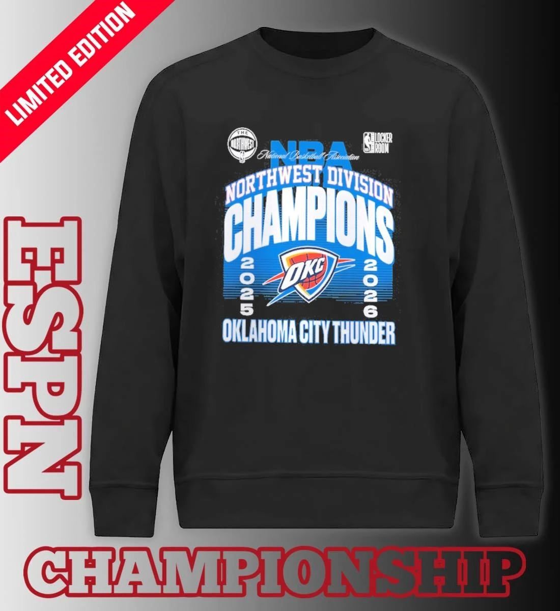 Oklahoma City Thunder 2026 NBA Northwest Division Champions Locker Room T-Shirt