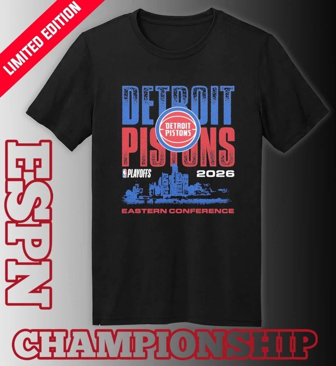 Detroit Pistons NBA Playoffs 2026 Skyline T-Shirt