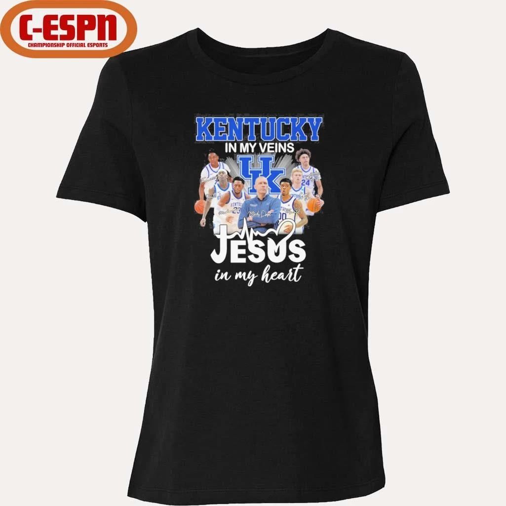 Kentucky Men’s Basketball In My Veins Jesus In My Heart Shirt