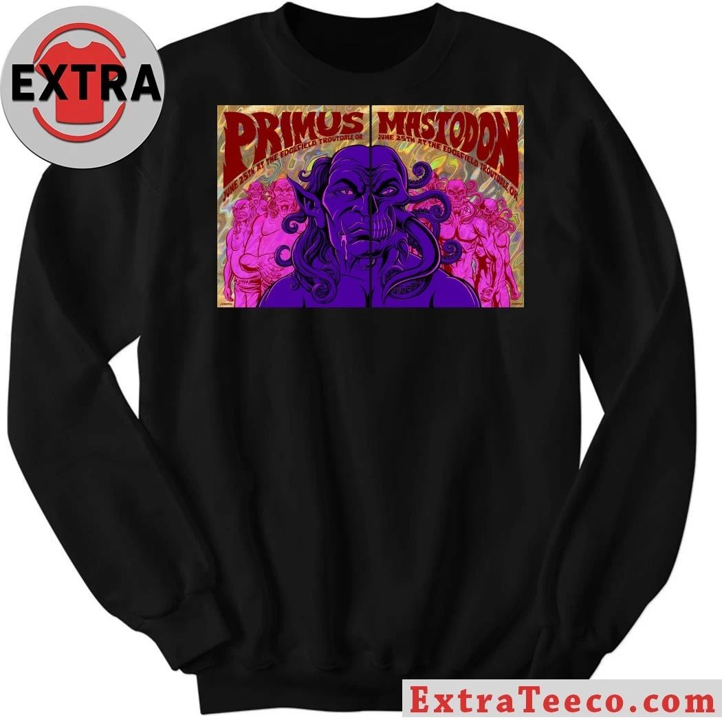 Poster promoting the music event by the bands Primus and Mastodon, June 25th, Edgefield, Troutdale, Oregon, USA T-Shirt