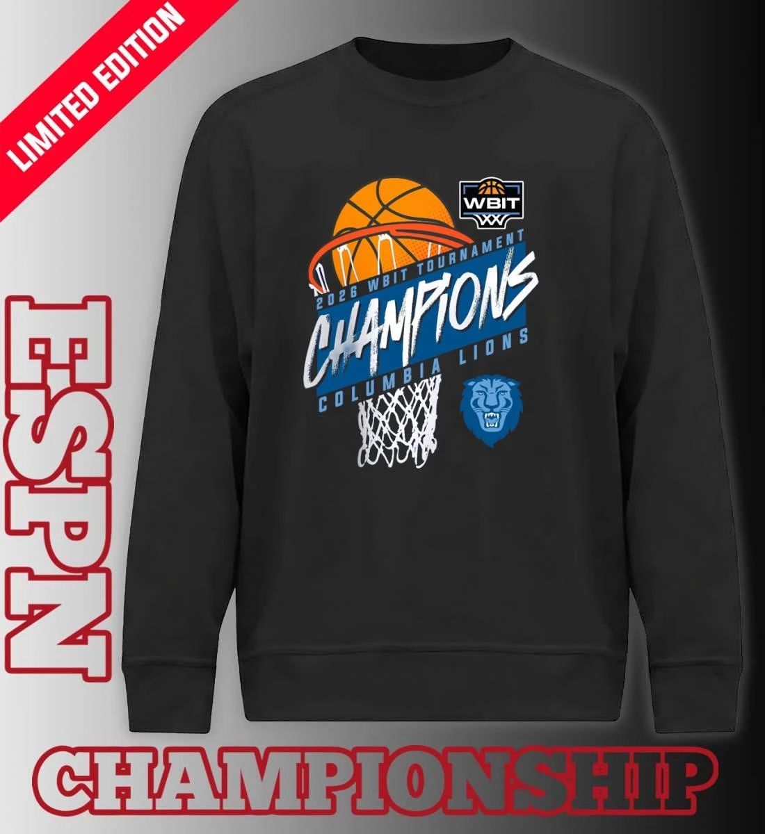 Columbia Lions 2026 WBIT Tournament Champions T-Shirt