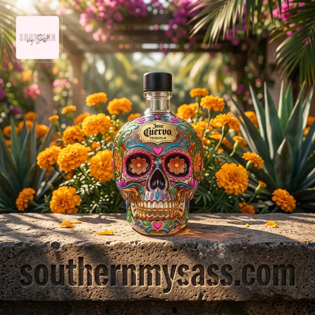 Jose Cuervo Day of the Dead Limited Edition Sugar Skull Whiskey Bottle