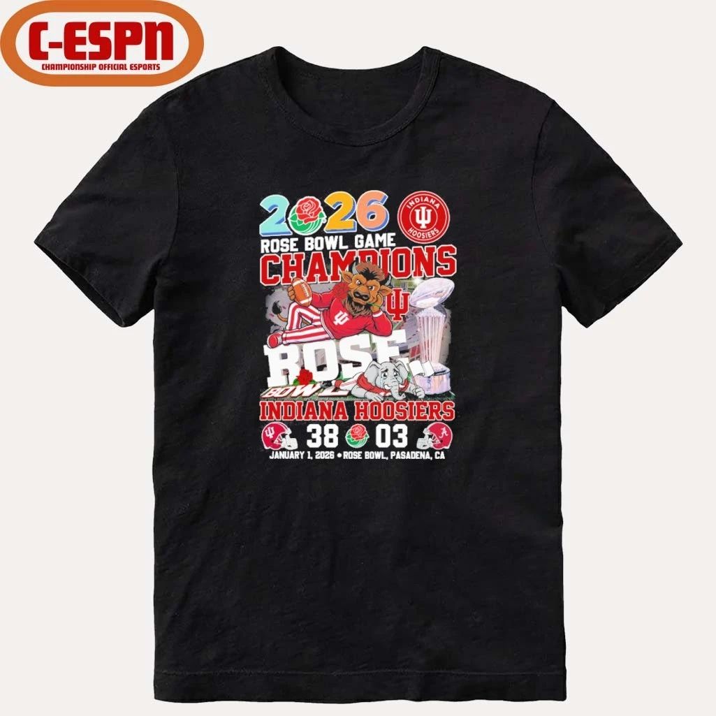 Indiana Beat Alabama Mascot 2026 Rose Bowl Game Champions Score Shirt