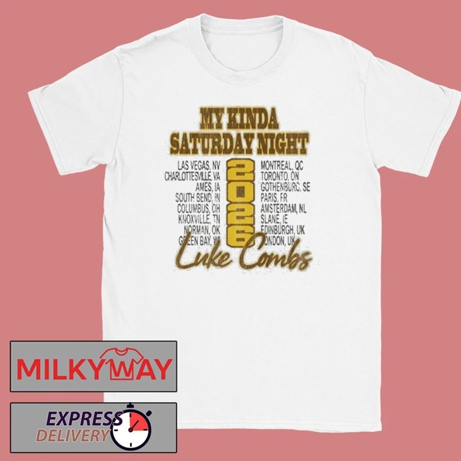 Luke Combs White 2026 My Kinda Saturday Night Tour Shirt