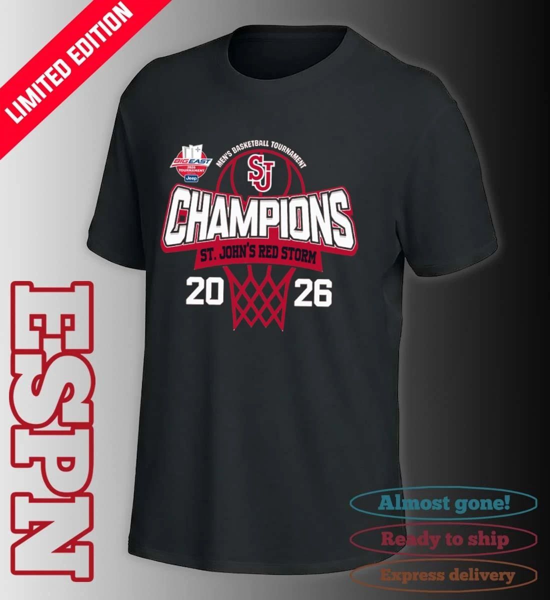 Big East Men’s Basketball Tournament 2026 Champions St. John’s Red Storm T-Shirt