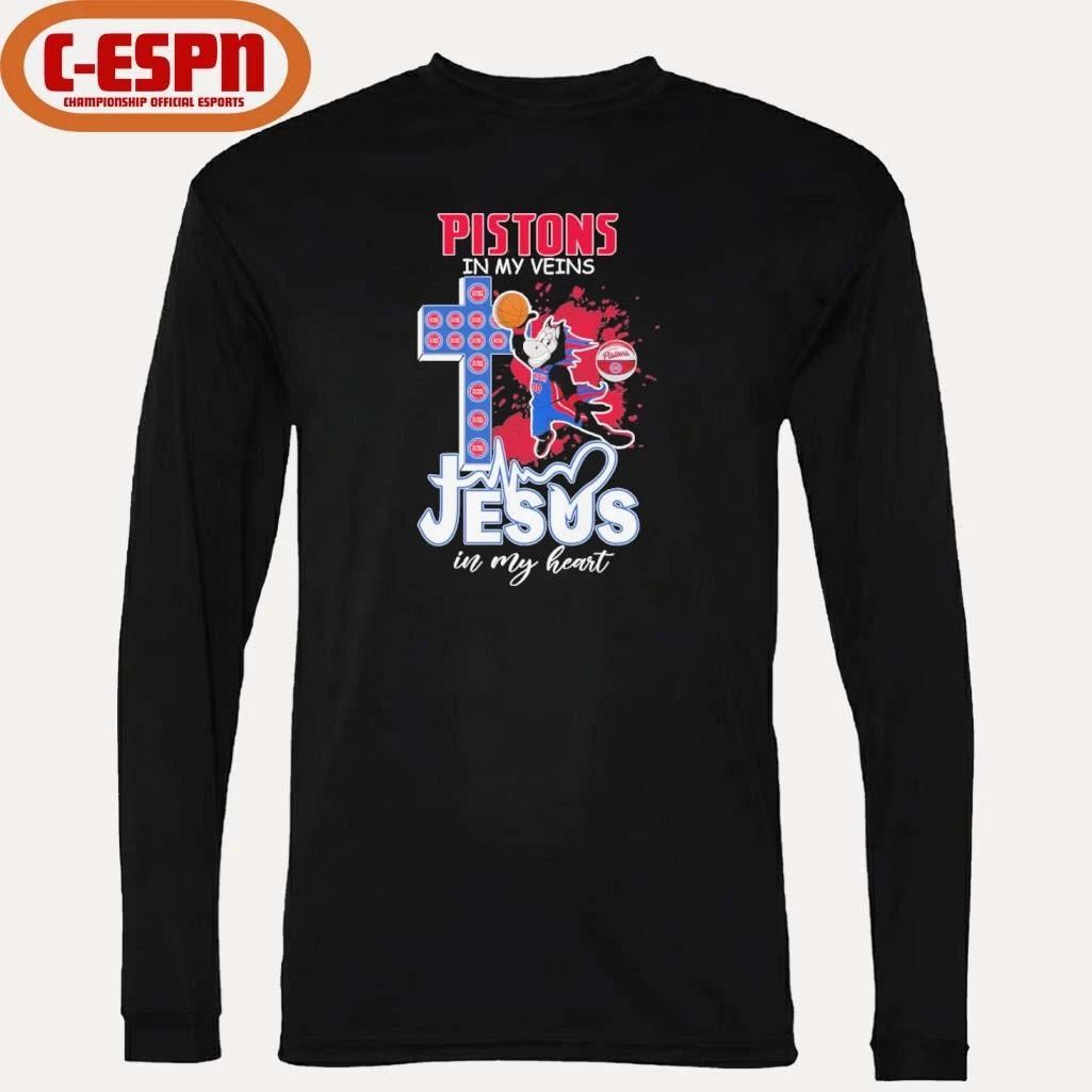 Detroit Pistons Mascot In My Veins Jesus In My Heart Shirt