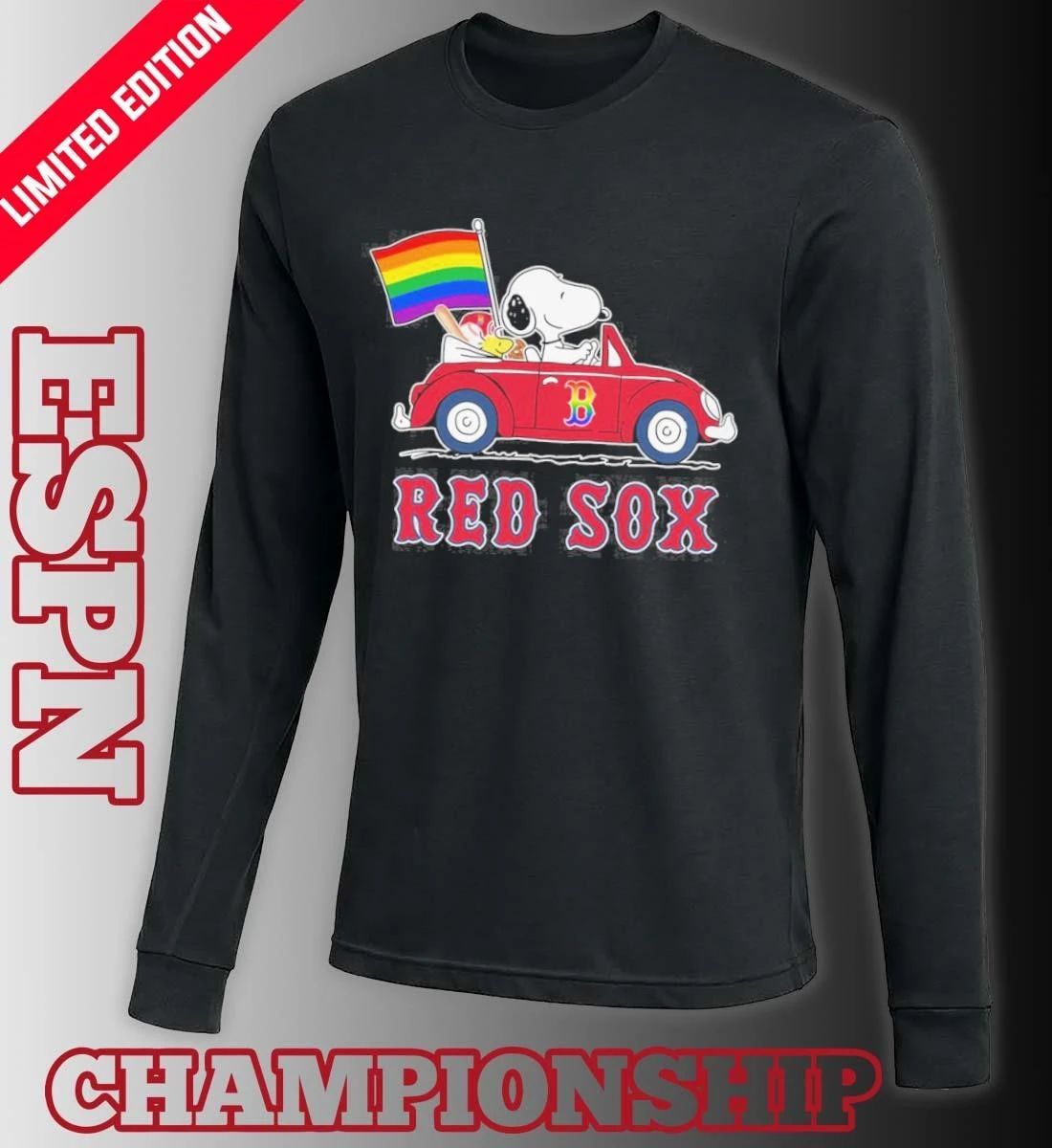 The Peanuts Driving Car X Boston Red Sox Pride Month Shirt