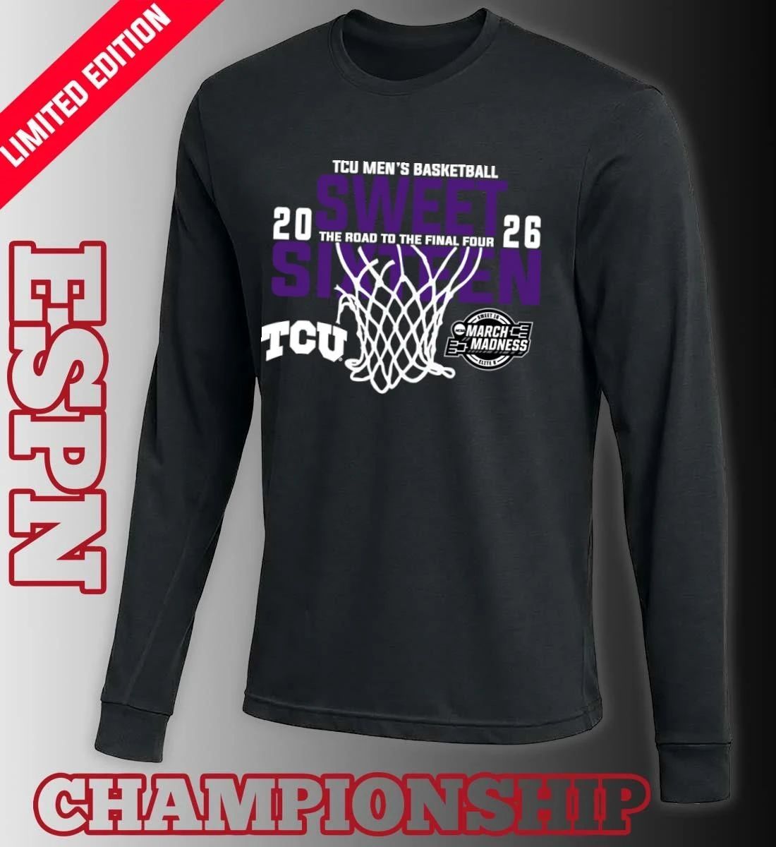 TCU Men’s Basketball 2026 Sweet Sixteen The Road To The Final Four Shirt