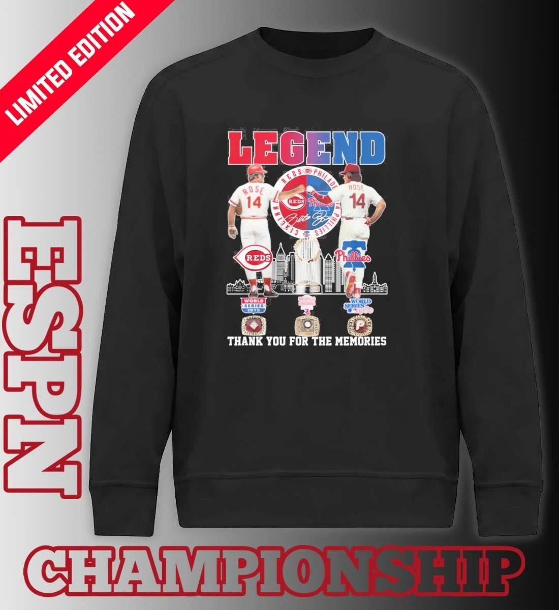 Legend Pete Rose Reds And Phillies Shirt