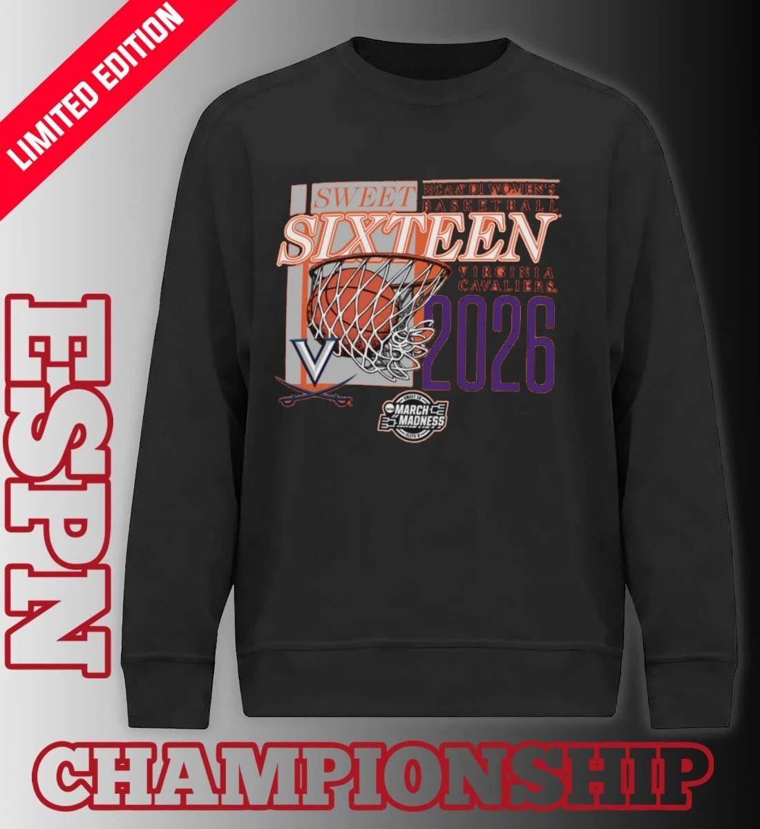 Virginia Cavaliers 2026 NCAA DI Women’s Basketball Sweet Sixteen – Sacramento Regional T-Shirt