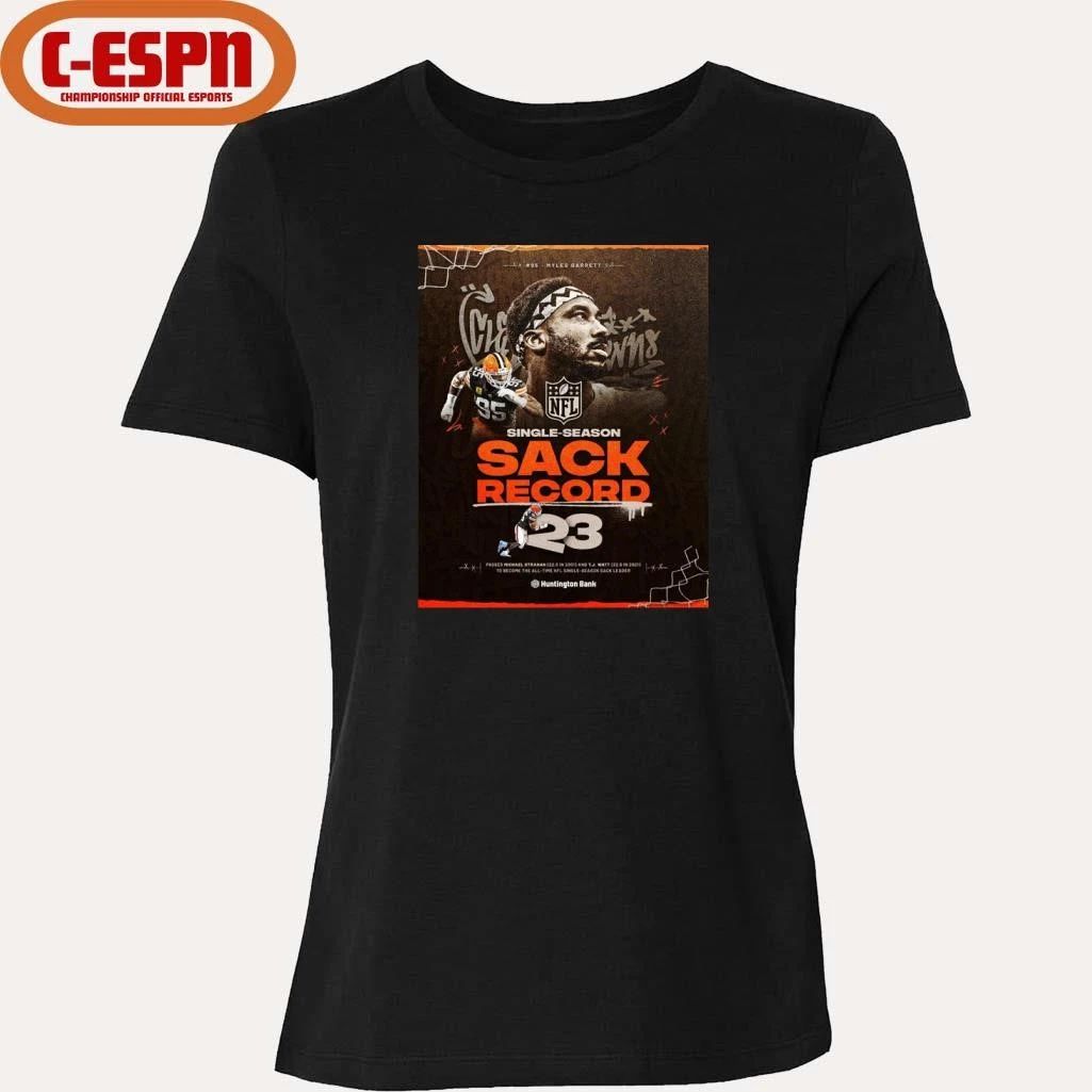 Single Season Sacks Record Myles Garrett Cleveland Football Shirt