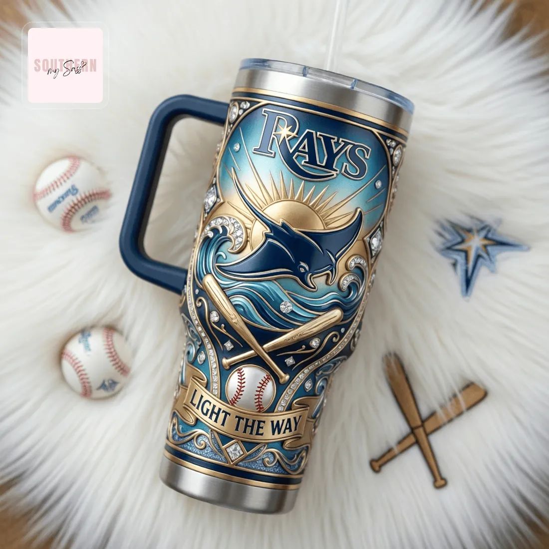 Tampa Bay Rays Coastal Energy Edition 40oz Travel Tumbler with Handle