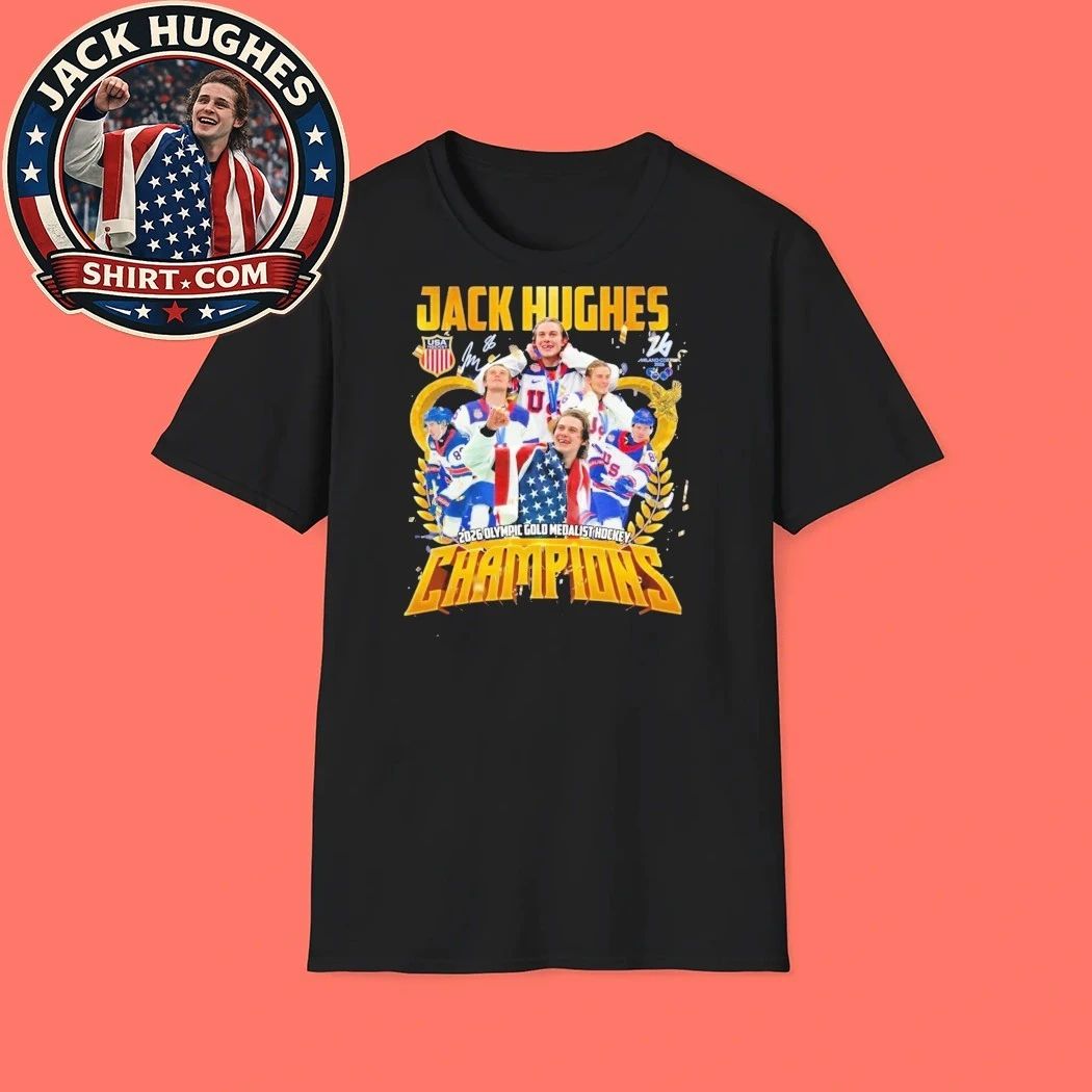 Jack Hughes 2026 Olympic Gold Medalist Hockey Champions T-Signature And Logo Shirt