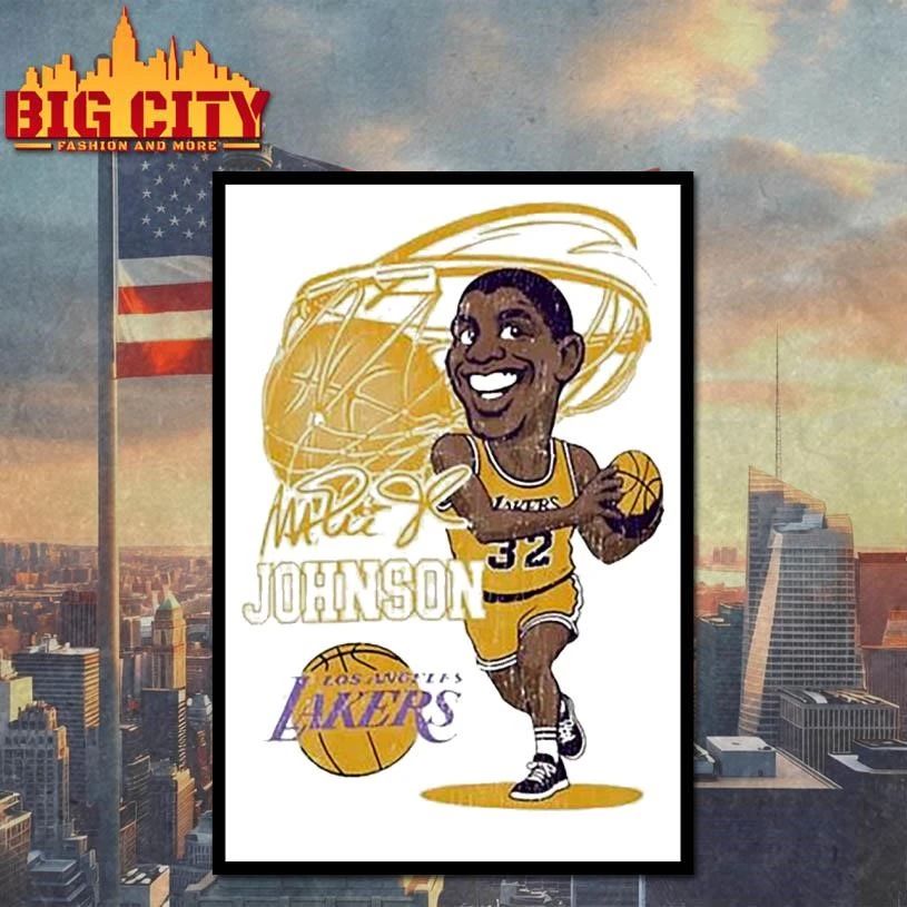 Magic Johnson Los Angeles Lakers NBA Signature Caricature Shirt