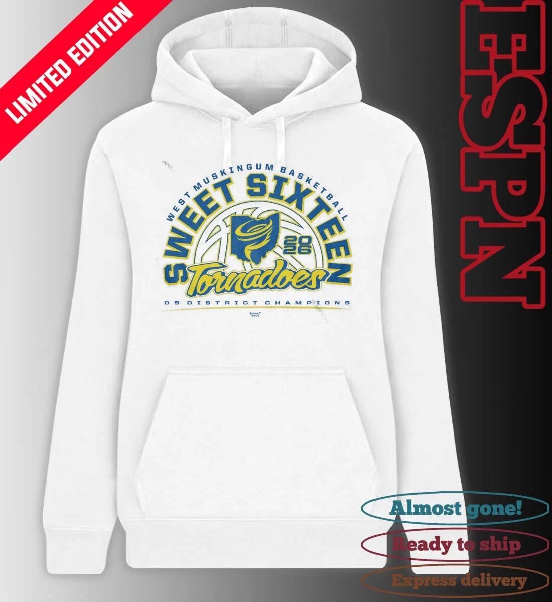 West Muskingum Tornadoes Basketball 2026 Sweet Sixteen D5 District Champions Shirt