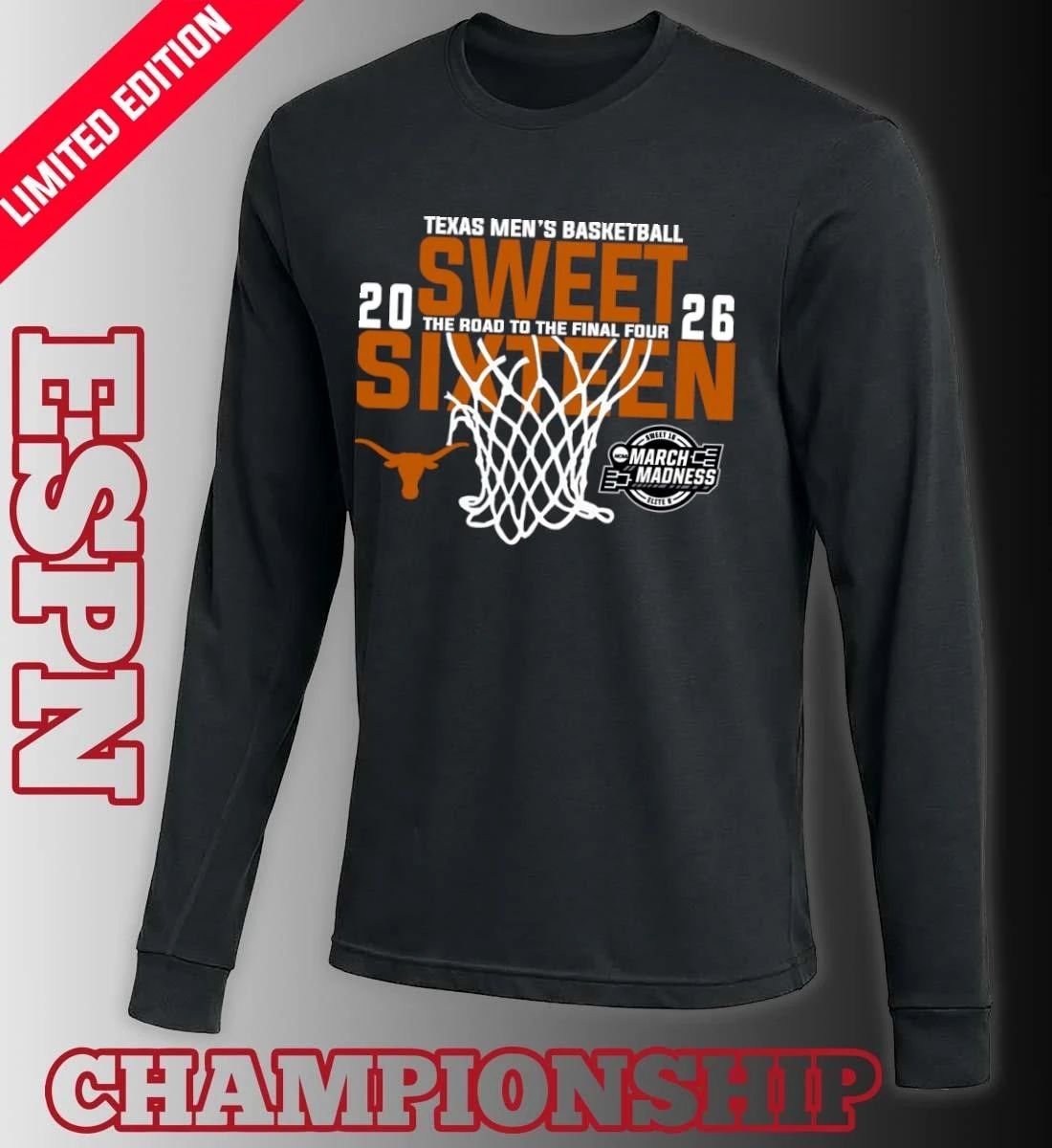 Texas Men’s Basketball 2026 Sweet Sixteen The Road To The Final Four Shirt