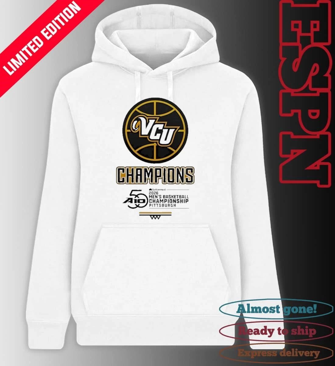 VCU Rams 2026 A10 Men’s Basketball Champions Locker Room T-Shirt