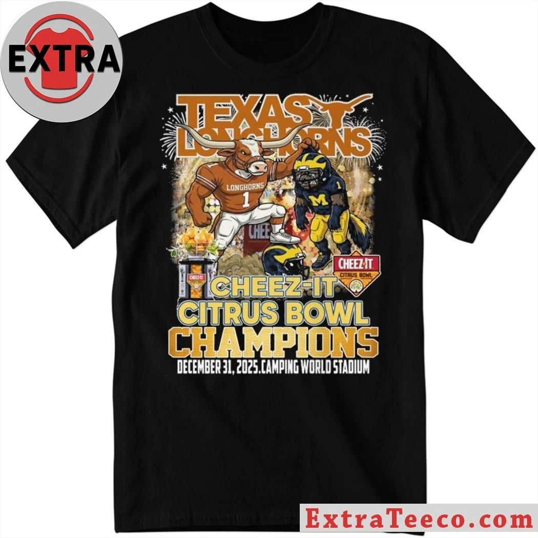 Original Celebrating the Texas Longhorns’ victory over Michigan in the 2025 Cheez-It Citrus Bowl at Camping World Stadium, Orlando, Florida, December 31, 2025 Shirt