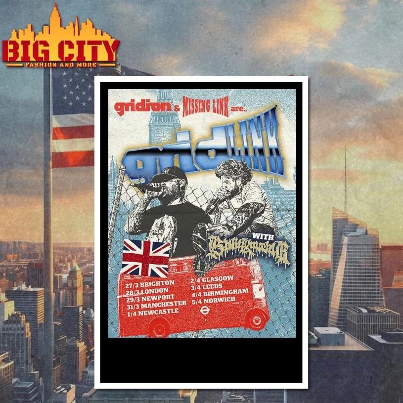 Gridiron x Missing Link Gridlink UK 2026 Tour Schedule Dates Poster Shirt