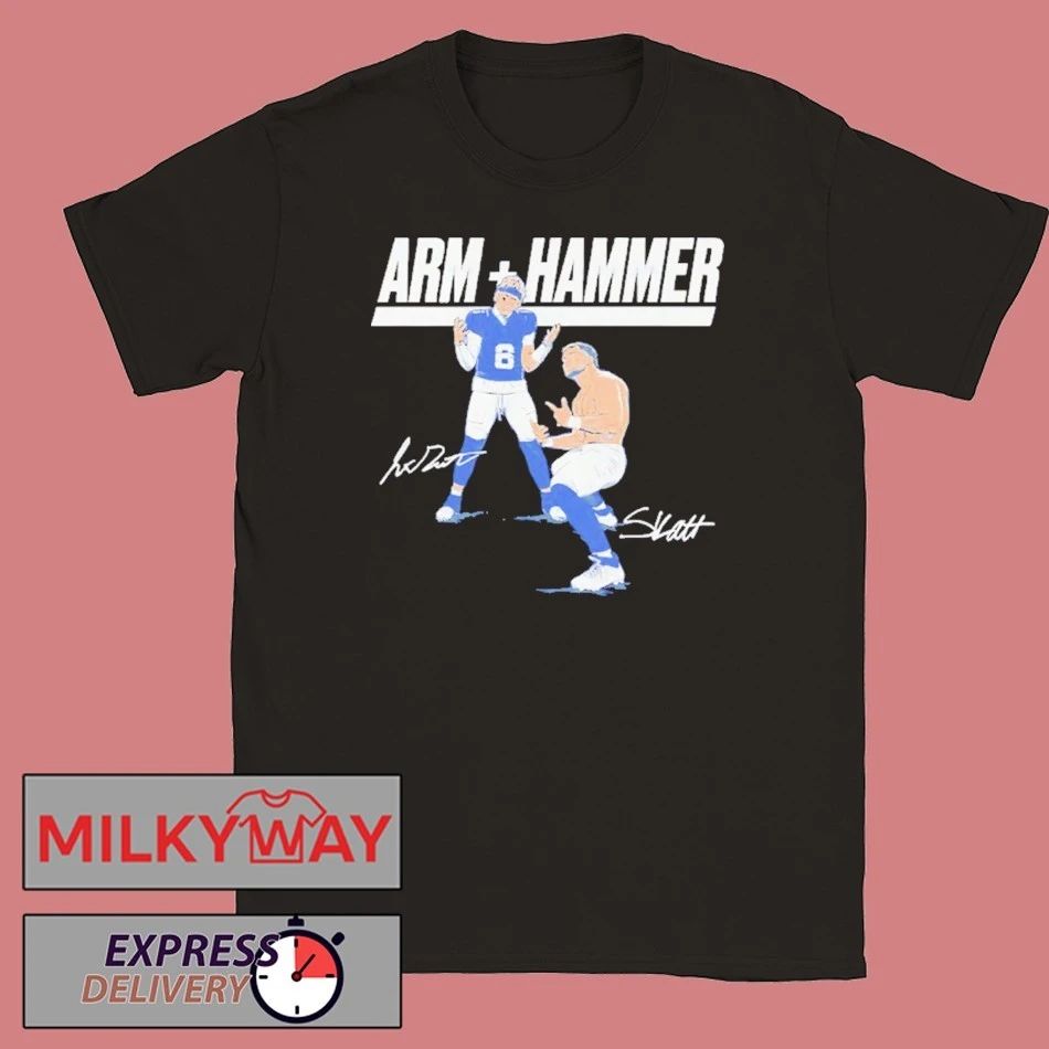 Jaxson Dart and Cam Skattebo Arm Hammer New York Giants signature shirt