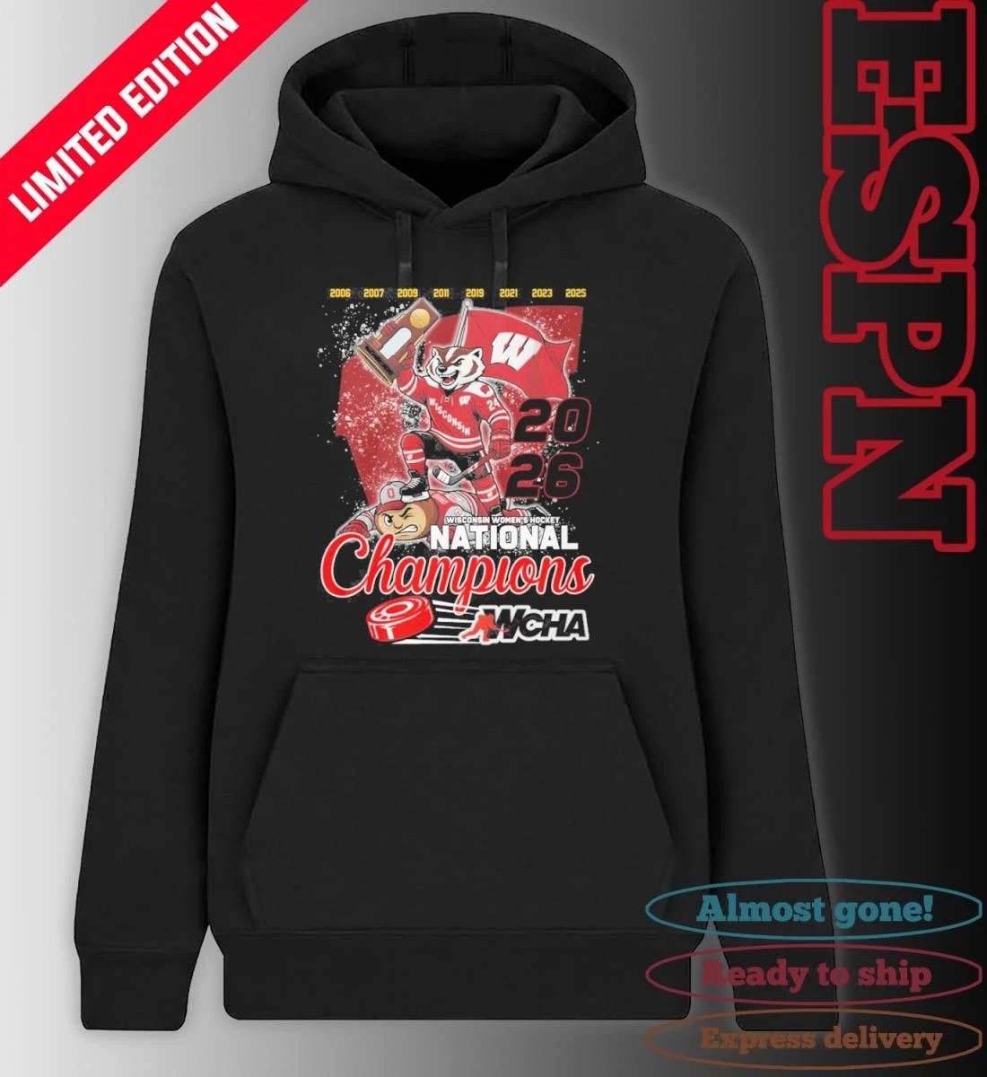 Wisconsin Badgers Mascot Defeat OSU NCAA Frozen Four Women’s Ice Hockey National Champions T-shirt