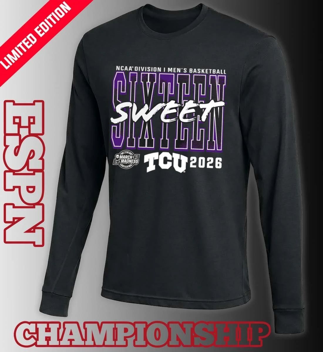 TCU Horned Frogs 2026 NCAA Men’s Basketball Tournament March Madness Sweet 16 T-Shirt