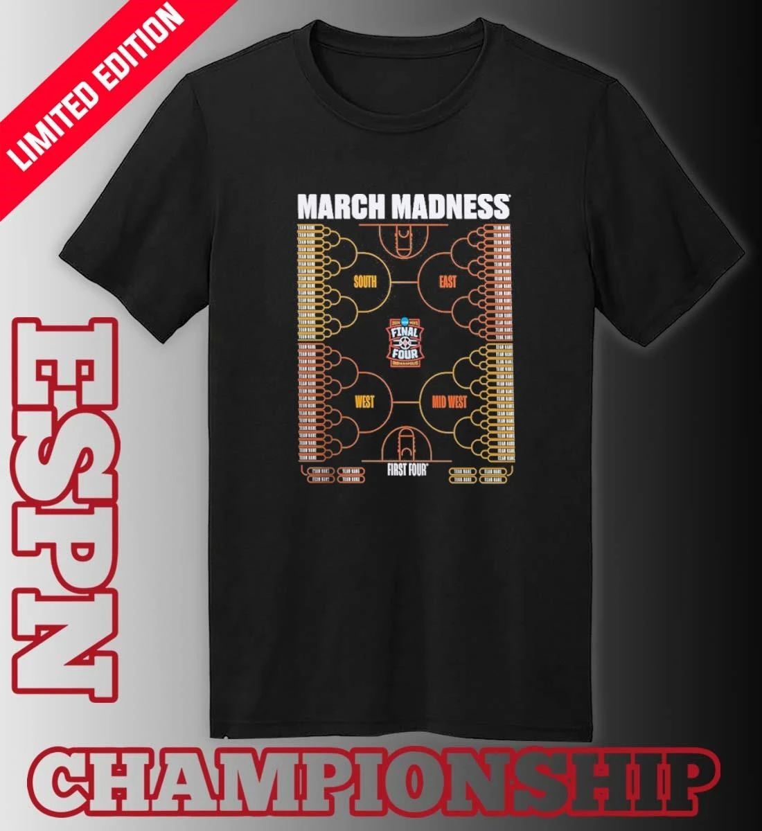 2026 NCAA Men’s Basketball Tournament March Madness Teams Bracket T-Shirt