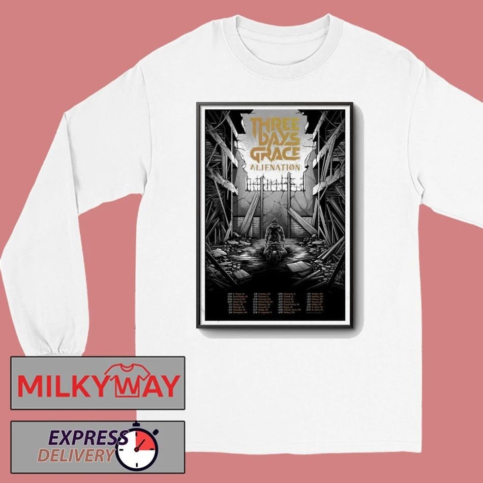 Three Days Grace 2026 Poster Alienation Tour Monochrome shirt