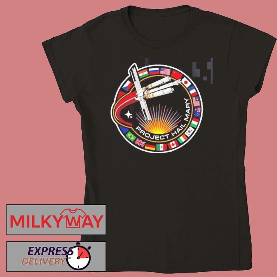 Project Hail Mary Spaceship With Nation Flags Mission Patch T-Shirt