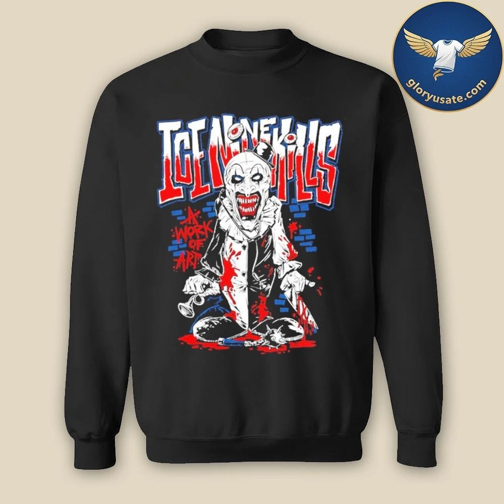 Ice Nine Kills A Work of Art Cartoon Terrified Silver Scream Con London Shirt