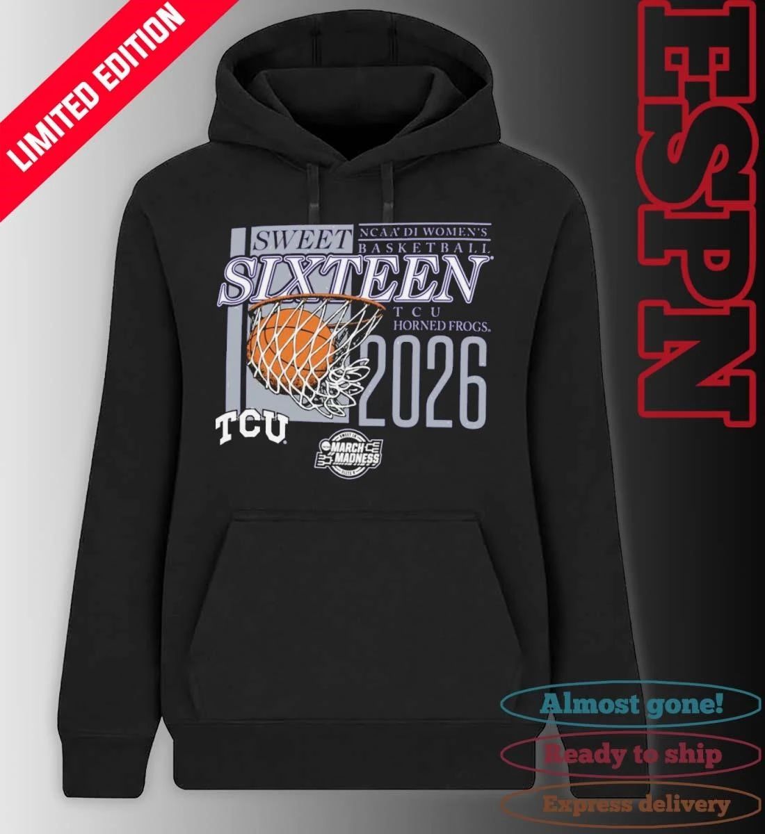 TCU Horned Frogs 2026 NCAA DI Women’s Basketball Sweet Sixteen – Sacramento Regional T-Shirt