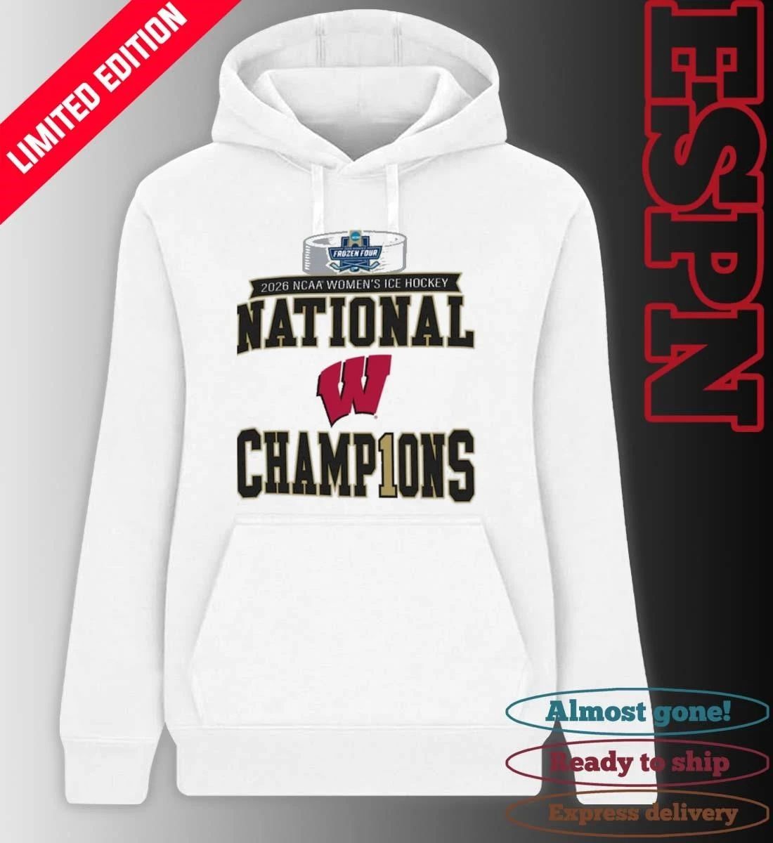 Wisconsin Badgers 2025 NCAA Frozen Four Women’s Ice Hockey National Champions Locker Room T-Shirt