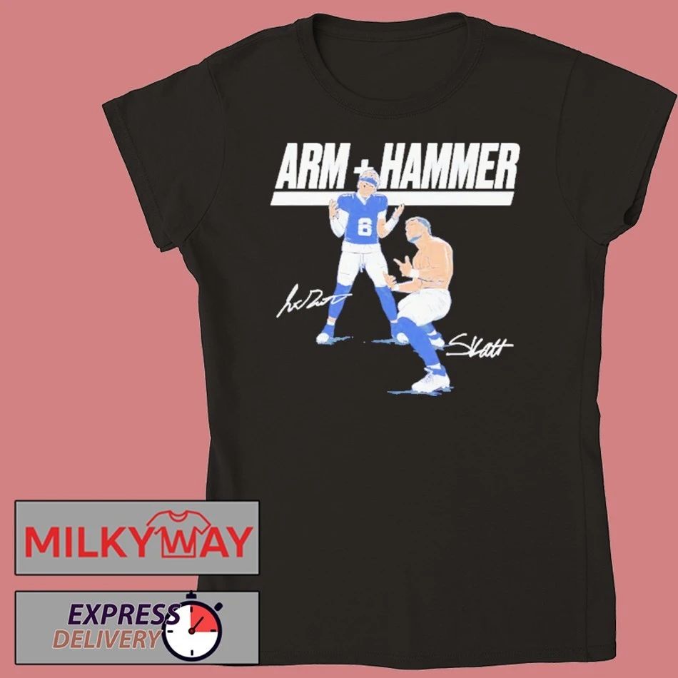 Jaxson Dart and Cam Skattebo Arm Hammer New York Giants signature shirt