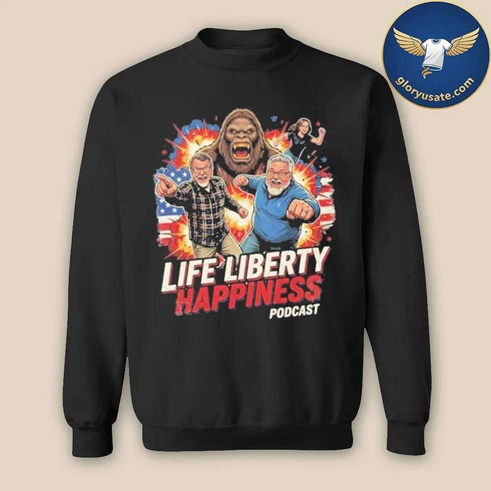 Media Squatch Life Liberty Happiness Bigfoot Team Shirt