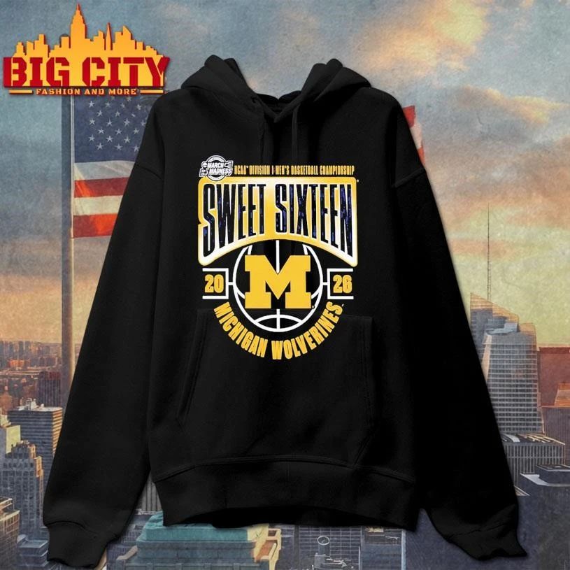 Michigan Wolverines Men’s Basketball 2026 NCAA March Madness Sweet 16 Graphic Shirt