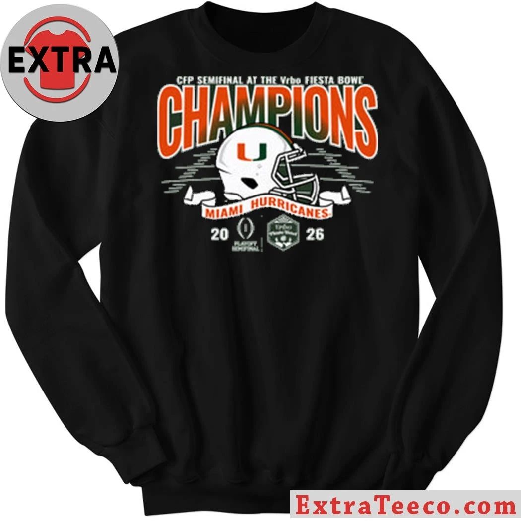 Blue 84 Miami 2026 VRBO Fiesta Bowl Champions Helmet And Logo Shirt
