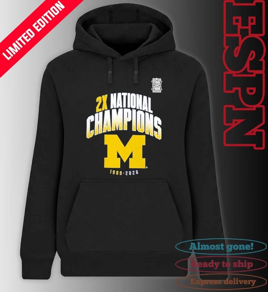 Michigan Wolverines Two-Time NCAA Men’s Basketball National Champions Post Move T-Shirt