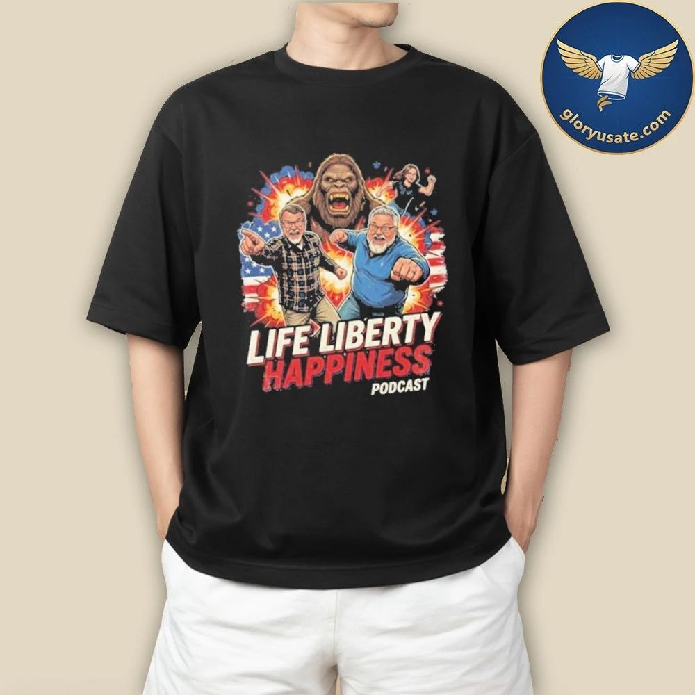 Media Squatch Life Liberty Happiness Bigfoot Team Shirt