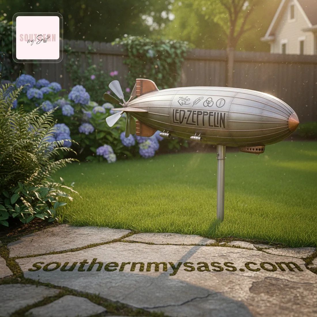 Led Zeppelin Blimp Design Garden Wind Spinner