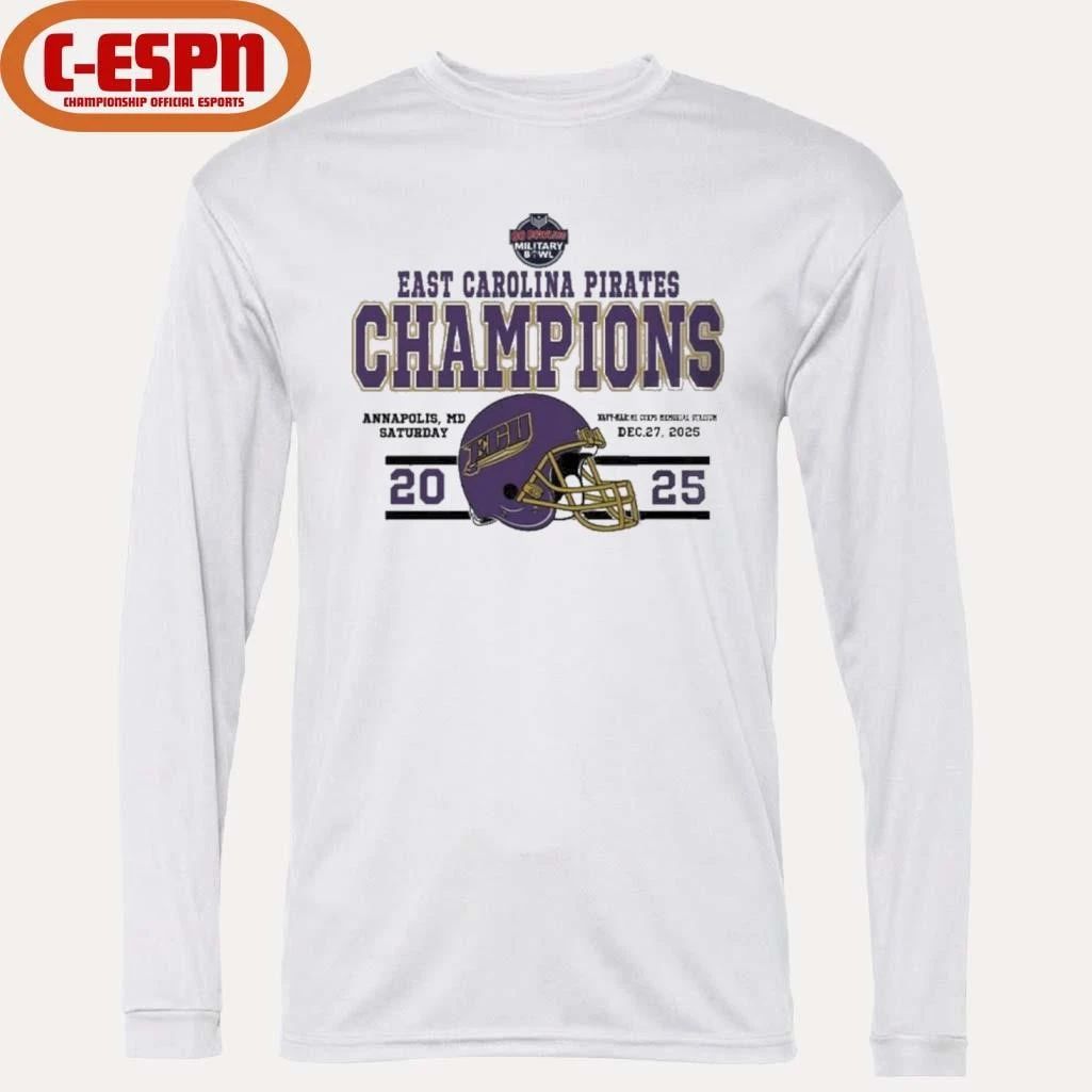 East Carolina Pirates Football Named To Champions 2025 Go Bowling Military Bowl Shirt