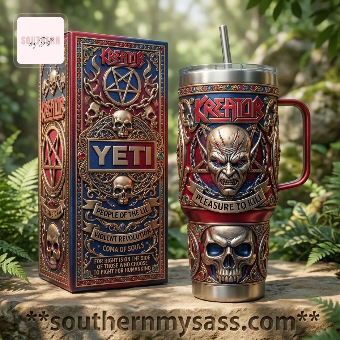 Kreator Thrash Metal Band 40oz Yeti Tumbler With Handle