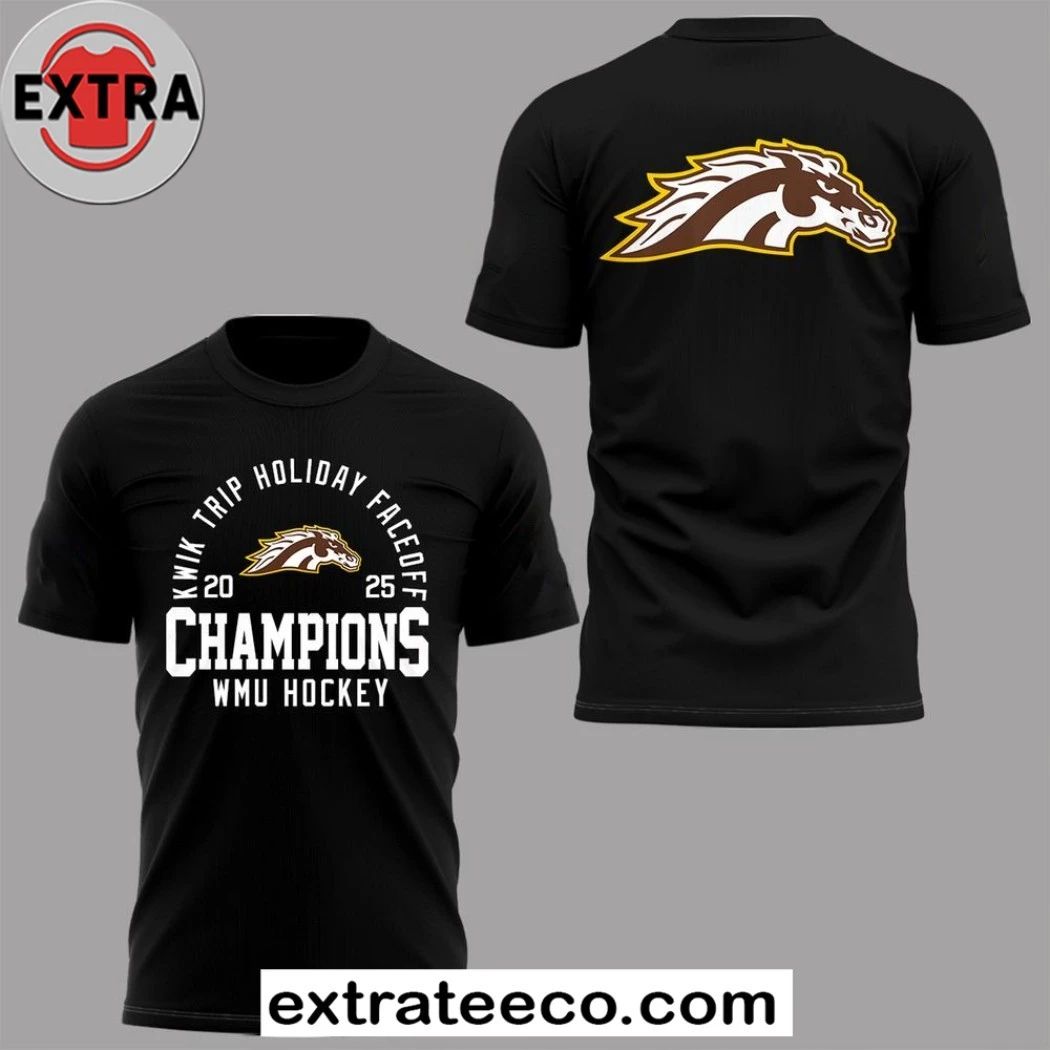Original WMU Hockey Kwik Trip Holiday Face Off Champions 2025 Logo T-Shirt, Hoodie
