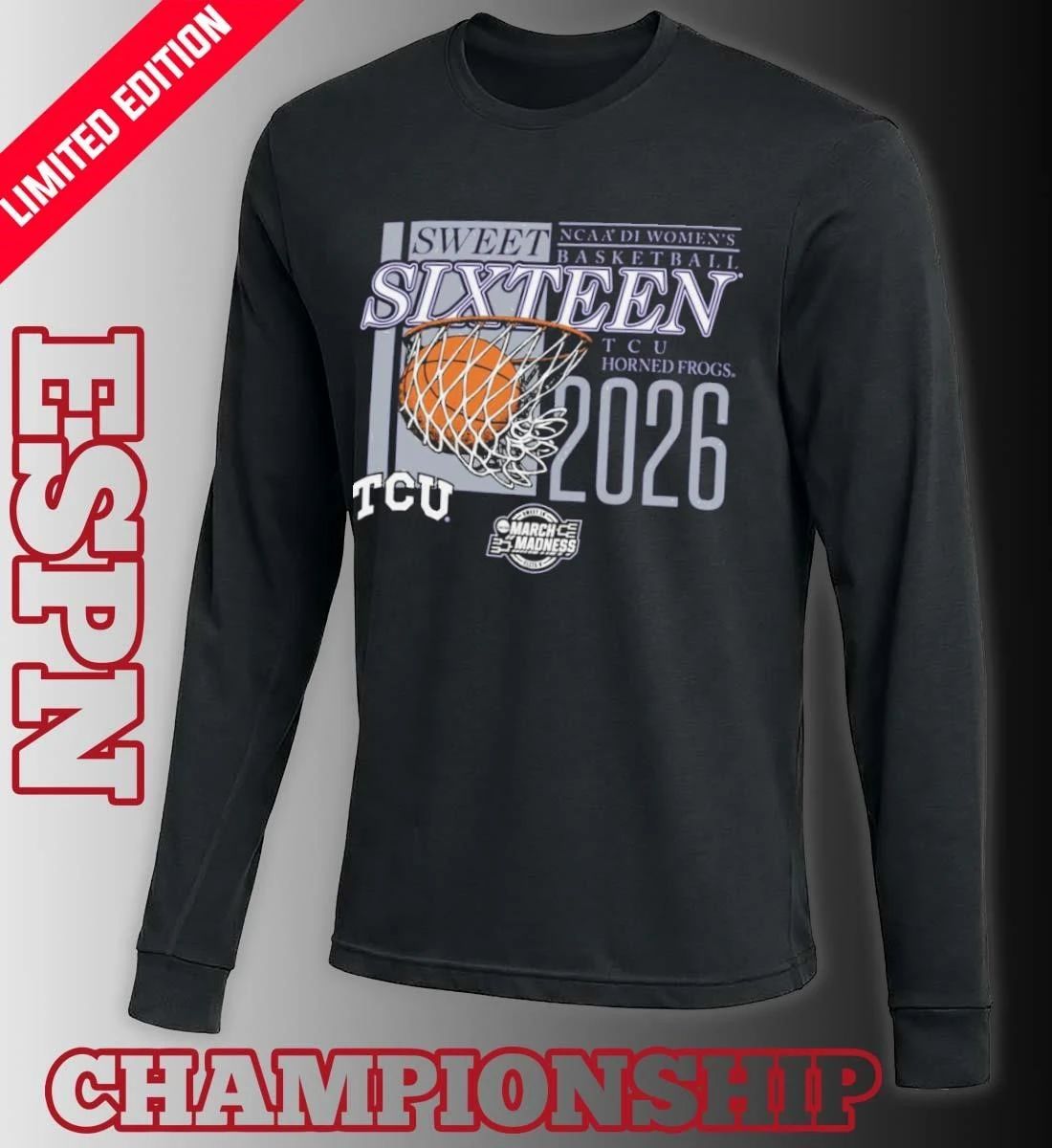 TCU Horned Frogs 2026 NCAA DI Women’s Basketball Sweet Sixteen – Sacramento Regional T-Shirt
