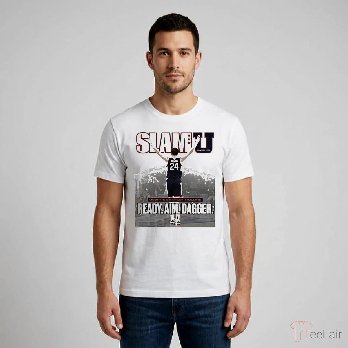 2026 Slam U Cover Uconn Huskies Braylon Mullins Ready Aim Dagger Shirt