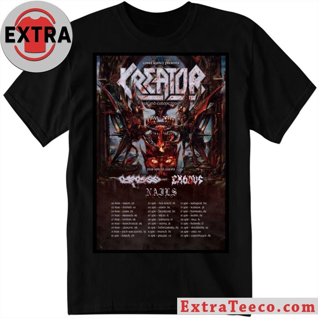 Kreator UK And EU 2026 Tour Poster Shirt