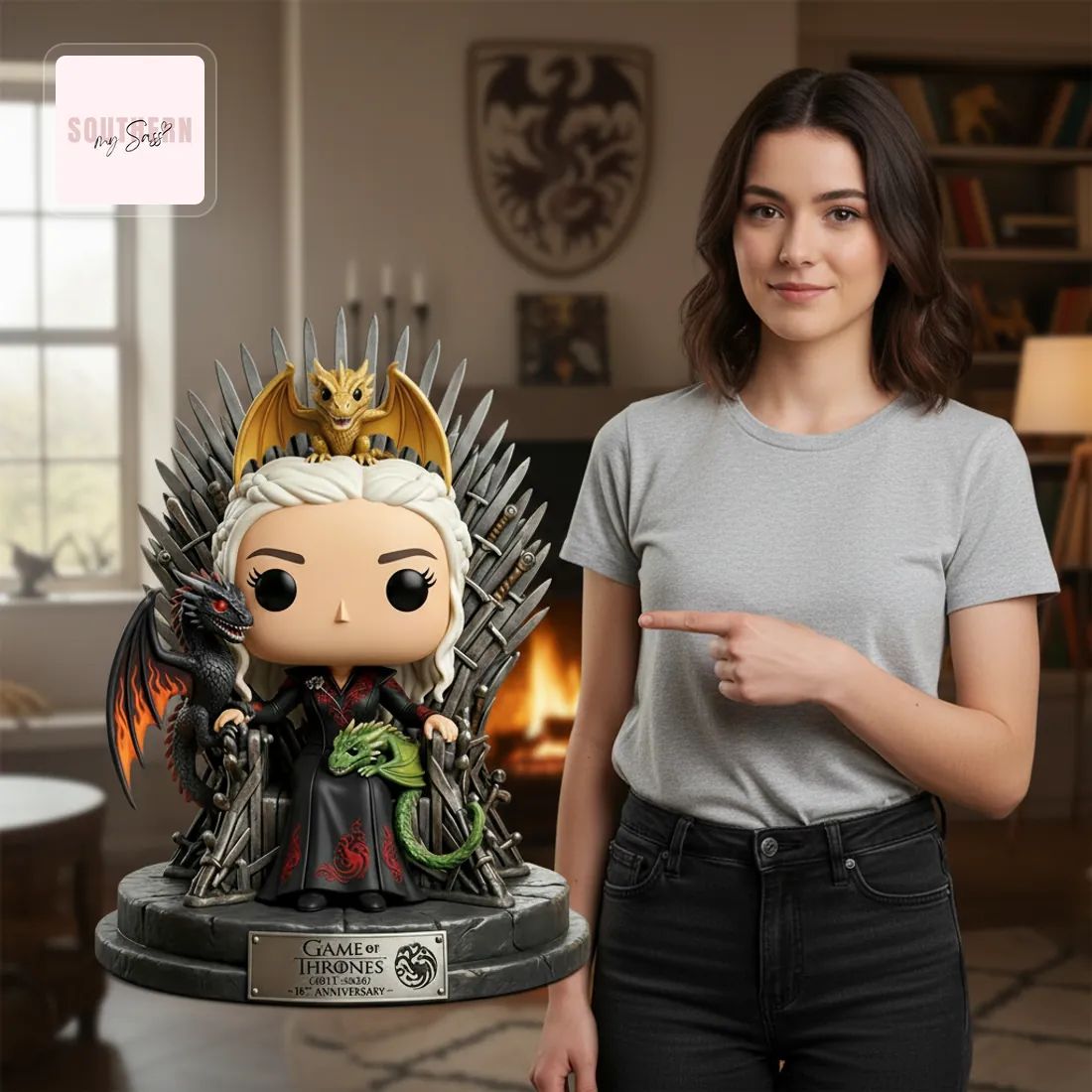 Game of Thrones Daenerys Targaryen 15th Anniversary Iron Throne Pop Figure Doll