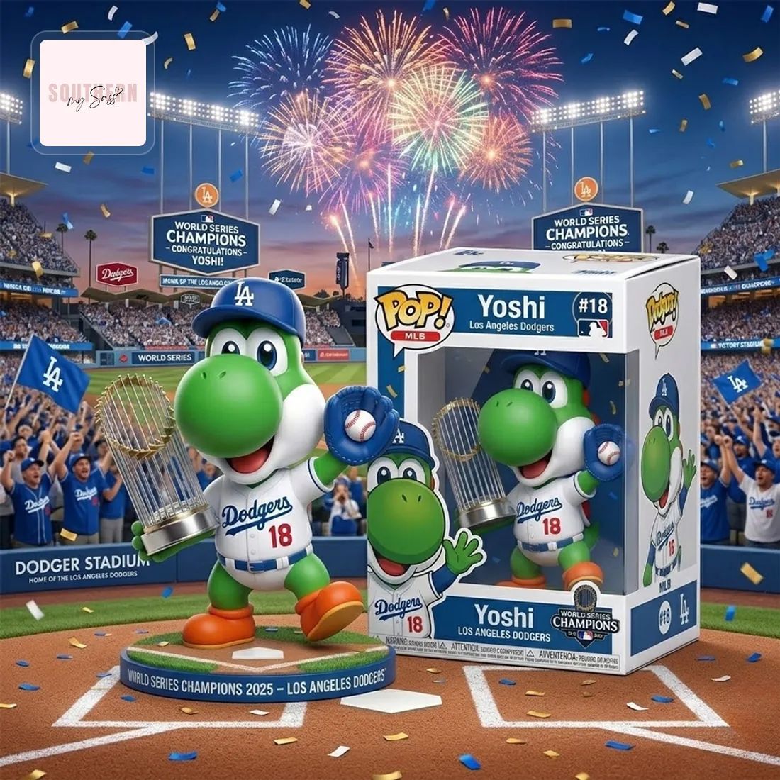 Yoshi Los Angeles Dodgers World Series Champions 2025 Pop Figure Doll