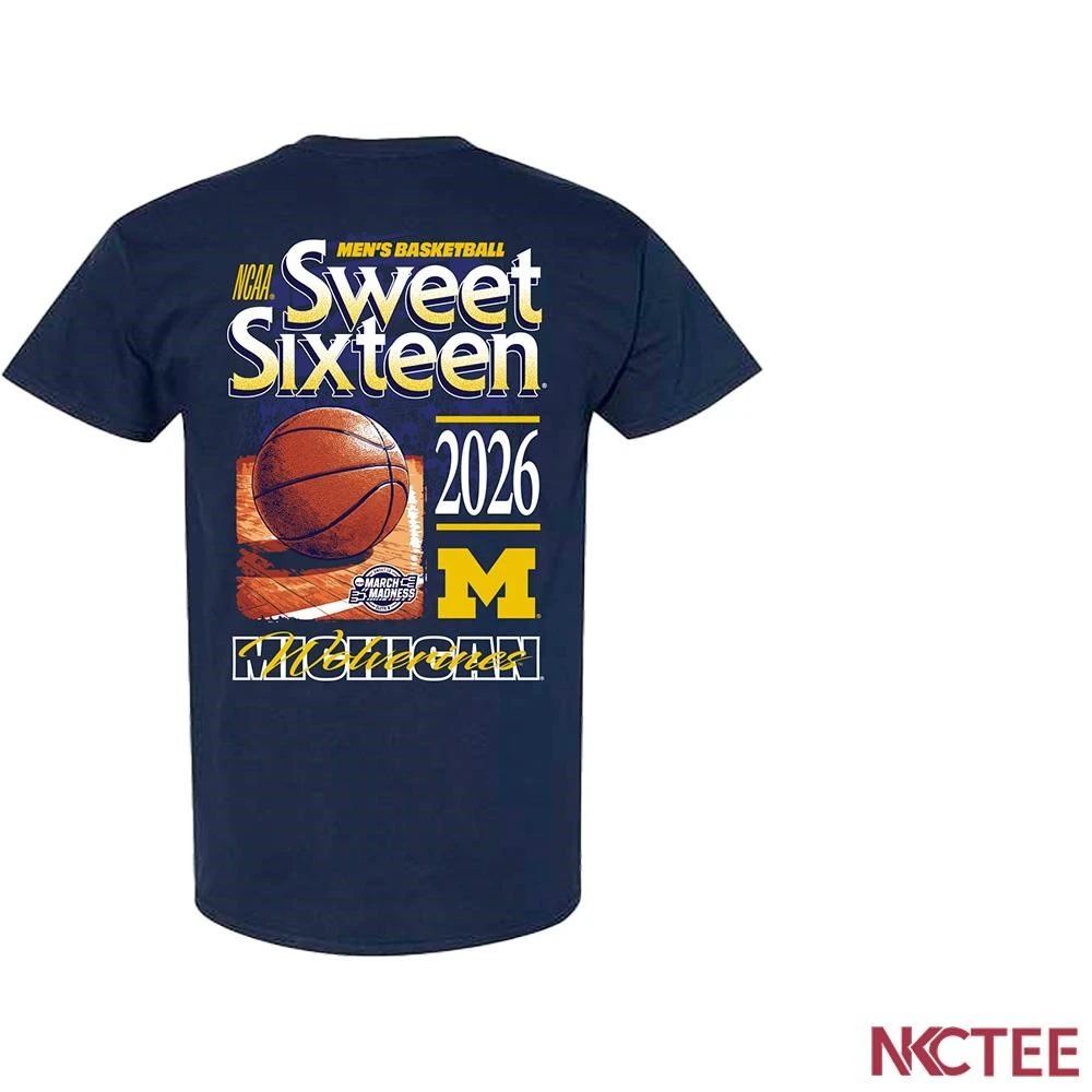NKCtees Michigan Wolverines NAVY 2026 NCAA March Madness Sweet 16 Bound shirt