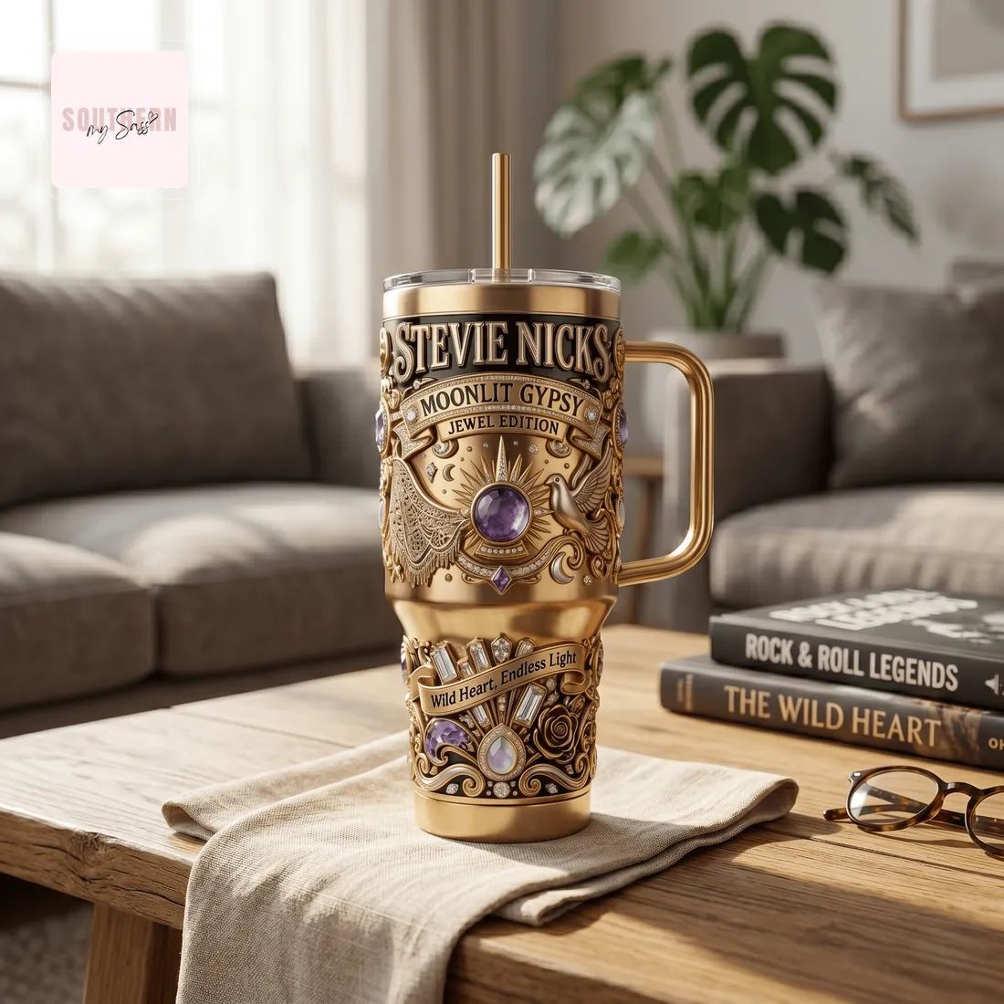 Stevie Nicks Moonlit Gypsy Jewel Edition 40oz Insulated Tumbler With Handle